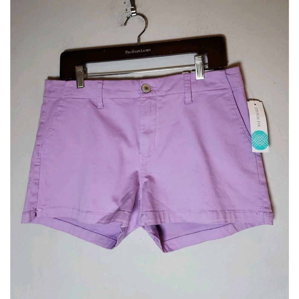 NWT STS Blue Gigi Midrise Utility Pocket Purple Trouser Shorts Stretch Cotton 10